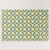 Retro Diamond in Circle Muster Blue Green Gold Puzzle (Horizontal)