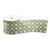 Retro Diamond in Circle Muster Blue Green Gold Satinband (Spule)