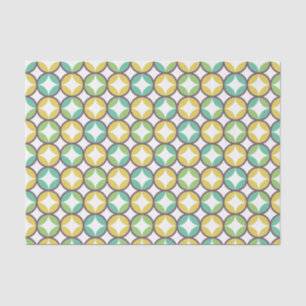 Retro Diamond in Circle Muster Blue Green Gold Seidenpapier