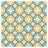Retro Diamond in Circle Muster Blue Green Gold Stoff (Nahaufnahme)
