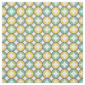 Retro Diamond in Circle Muster Blue Green Gold Stoff (Muster)