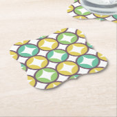 Retro Diamond in Circle Muster Blue Green Gold Untersetzer (angewinkelt)