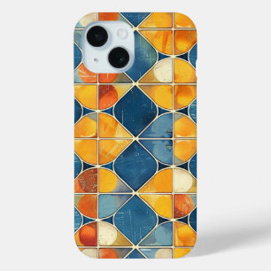 Retro Diamond Mosaik Handy Case in Blau und Orange