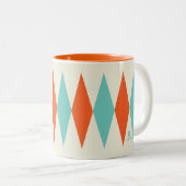 Retro Diamond Muster Aqua and Orange Zweifarbige Tasse (VorderseiteRechts)