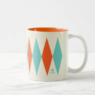 Retro Diamond Muster Aqua and Orange Zweifarbige Tasse