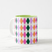 RETRO Diamond Muster farbenfroh Mitte Jahrhundert Zweifarbige Tasse (Vorderseite Links)