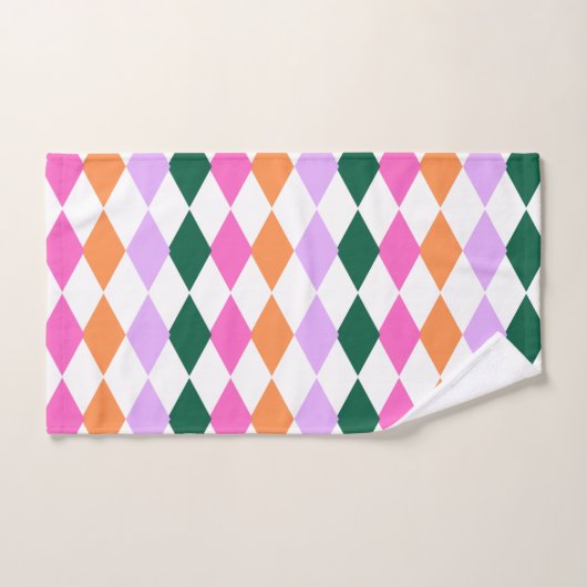 Retro Diamond Muster farbenfrohe Mitte Jahrhundert Badhandtuch Set (Handtuch)