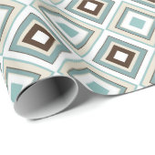 Retro Diamonds Brown Türkis Geschenkpapier (Rolleneckpunkt)