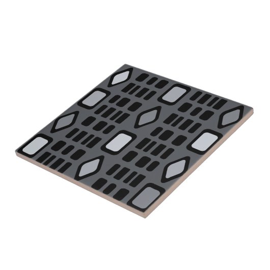 Retro Diamonds Rechtecke dunkelgrau Fliese (Seite)