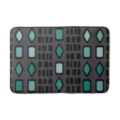 Retro Diamonds Rechtecke Schwarz Türkis Badematte (Vorderseite)