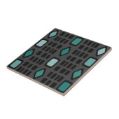 Retro Diamonds Rechtecke Schwarz Türkis Fliese (Seite)