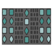 Retro Diamonds Rechtecke Schwarz Türkis Tischdecke (Vorderseite (Horizontal))