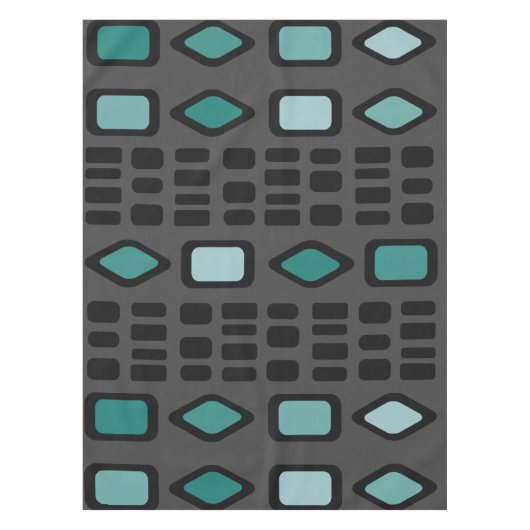Retro Diamonds Rechtecke Schwarz Türkis Tischdecke (Vorderseite)