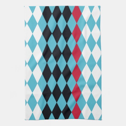 Retro Diamonds rot, weiß, schwarz Geschirrtuch (Vertikal)