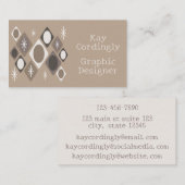 Retro Diamonds Stars Taupe Visitenkarte (Vorne/Hinten)