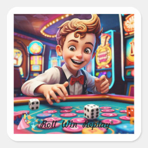 "Retro Dice Roll" Quadratischer Aufkleber