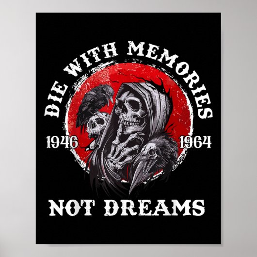 Retro Die With Memories Skull Not Dreams Motivatio Poster (Vorne)