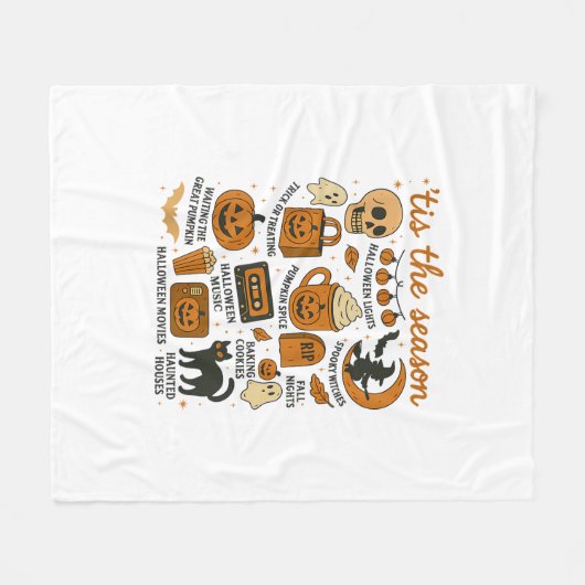 Retro Dies ist die Jahreszeit Halloween Saison Her Fleecedecke (Vorderseite (Horizontal))