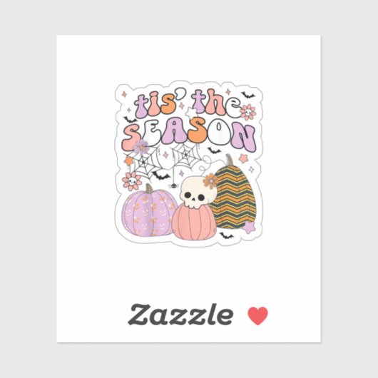 Retro Dies ist die Jahreszeit Pumpkin Halloween Sk Aufkleber (Blatt)