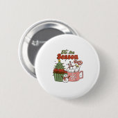 Retro Dies ist die Jahreszeit Weihnachts-Baumkrone Button (Vorne & Hinten)