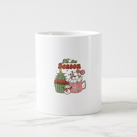 Retro Dies ist die Jahreszeit Weihnachts-Baumkrone Jumbo-Tasse (Vorderseite)