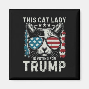 Retro Diese Katzenlady Wählt Trump US-Flagge  Magnet