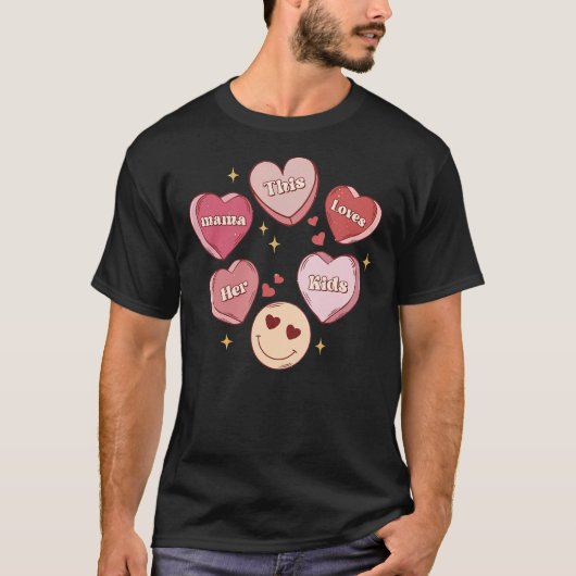 Retro diese Mama Lieben ihre Kinder Herz Candy Val T-Shirt (Vorderseite)