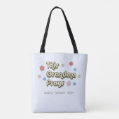 Retro dieses Oma Prays Light Blue Tote Bag Tasche (Rückseite)