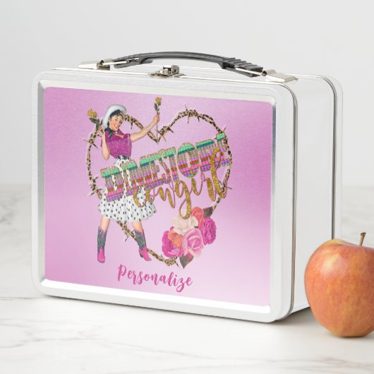 Retro Dimestore Cowgirl-Western personalisieren Metall Brotdose (Beispiel)