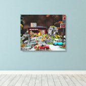 Retro Diner, 50er Jahre Mini-Diner Diorama Leinwanddruck (Insitu (Holzboden))