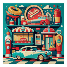 Retro Diner Americana Poster