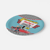 Retro Diner Aquamarin, Red Birthday Party der 50er Pappteller (Schrägansicht)