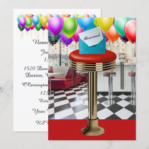 Retro-Diner-Barhocker-Einladung Einladung