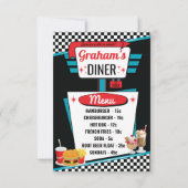 Retro Diner Black and Red Menu Card der 50er Jahre Einladung (Vorderseite)