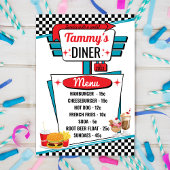 Retro Diner Black, White & Red Menu Card der 50er Einladung
