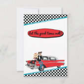 Retro Diner Black, White & Red Menu Card der 50er Einladung (Rückseite)