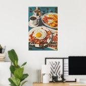 Retro Diner Breakfast Art Print Bacon, Eggs Poster (Heimbüro)