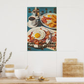 Retro Diner Breakfast Art Print Bacon, Eggs Poster (Küche)
