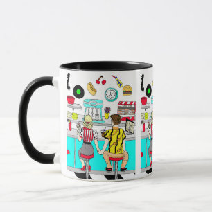 Retro Diner Couple Holding Hand 1950er Jahre Era Tasse