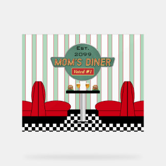 Retro-Diner der Mama mit Burgers & Ber Akryllische Acrylschild