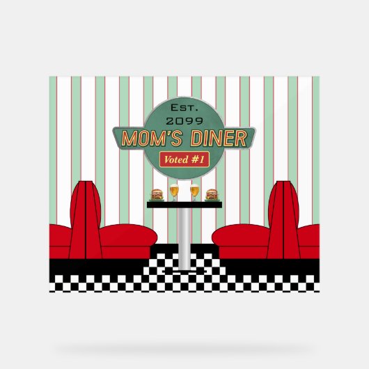 Retro-Diner der Mama mit Burgers & Ber Akryllische Acrylschild (Vorderseite)
