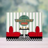 Retro-Diner der Mama mit Burgers & Ber Akryllische Acrylschild (Neutral)