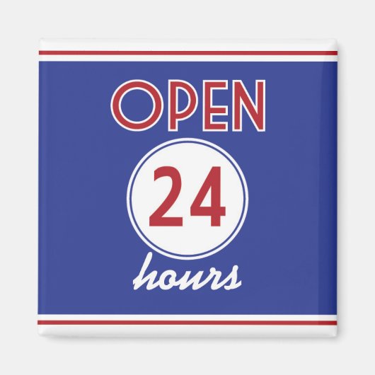 Retro Diner Design Magnet rund um die Uhr geöffnet (Vorne)