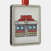 Retro-Diner-Design Silbernes Ornament (Rechts)