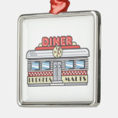 Retro-Diner-Design Silbernes Ornament (Links)