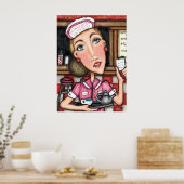 Retro Diner Diva Art Print Poster (Küche)