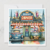 RETRO DINER FIFTIES EINLADUNG (Vorderseite)