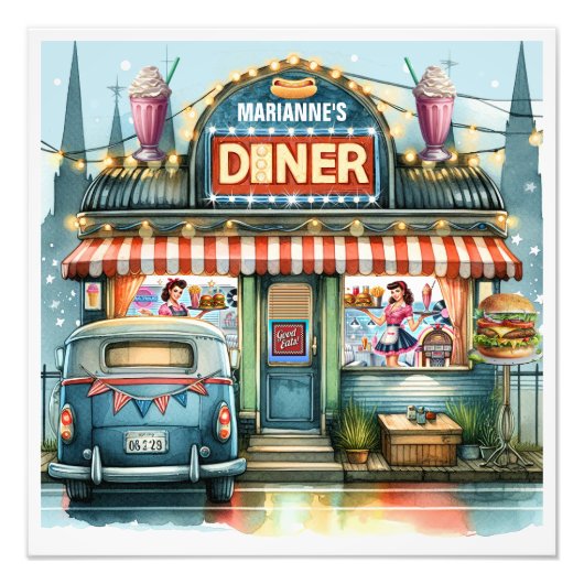 RETRO DINER FIFTIES FOTODRUCK (Vorne)