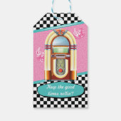 Retro-Diner-Geburtstagsfeier in Rosa-Teal 1950er J Geschenkanhänger (Rückseite)