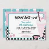 Retro Diner Geburtstagsparty - Sock Einladung (Vorne/Hinten)
